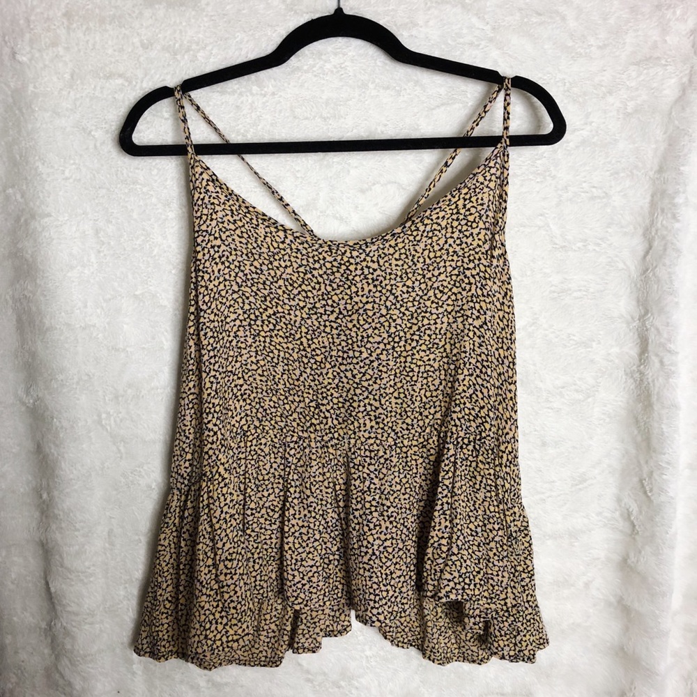 Floral tank top with peplum / ruffle Size L ASOS